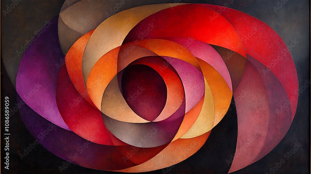 Poster abstract dreamlike composition of ethereal swirls and curves in vivid colors creating a harmonious v