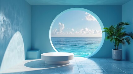 Serene Coastal Room With Ocean View And Minimalist Decor