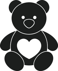 Teddy Bear with Heart Silhouette Vector Illustration for Love, Childhood, and Gift Themes