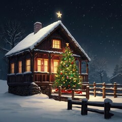 Christmas tree in front of a house