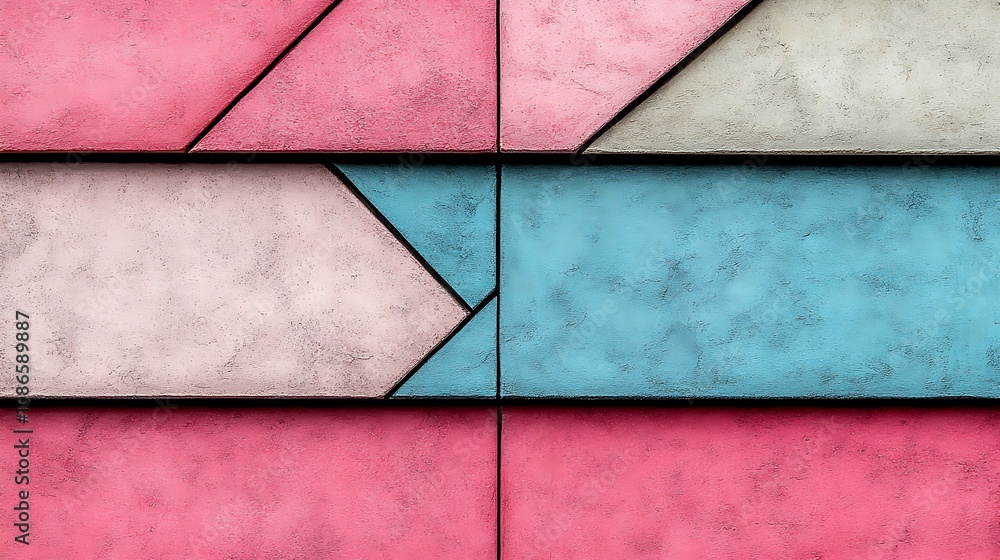 Aufkleber dynamic composition of overlapping geometric shapes in soft pink and blue tones, ideal for modern de