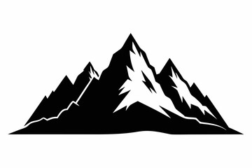 black and white mountain silhouette vector illustration on white background