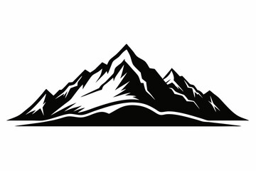 black and white mountain silhouette vector illustration on white background