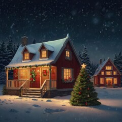Christmas tree in front of a house
