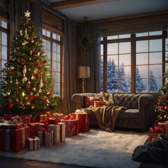 Christmas tree in front of a house