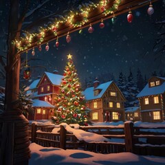 Christmas tree in front of a house