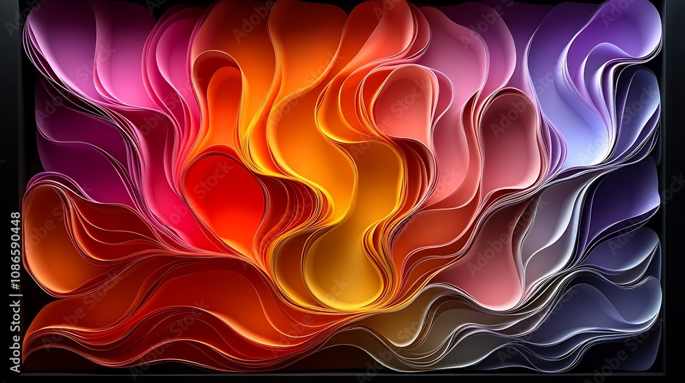 Aufkleber dynamic and vibrant representation of intertwining lines in abstract art with flowing colors and ric