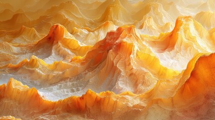 Amber Hues Mountain Range Abstract Landscape