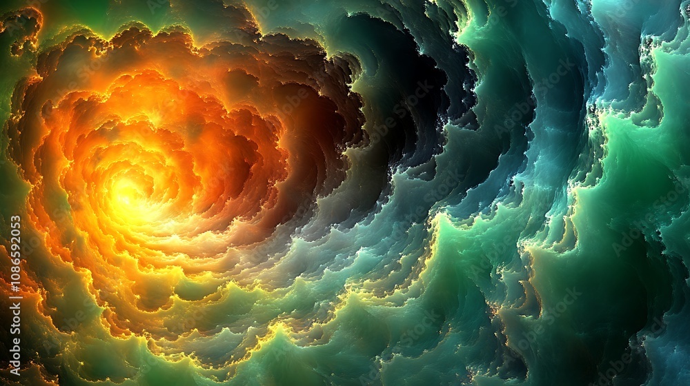 Poster mesmerizing digital landscape that merges vivid colors and swirling patterns to create a dreamlike a
