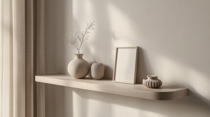 Decorative Shelf with Vases and Frame - Minimalist Home Decor Inspiration