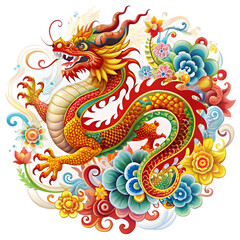 chinese dragon statue isolated  on transparent background
