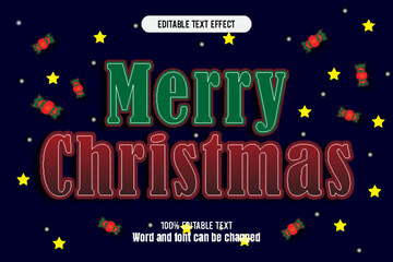 Merry Christmas editable text effect 3d emboss Cartoon