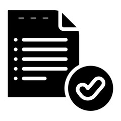 document with secure check mark glyph icon