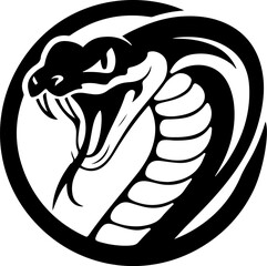 Illustration of cobra snake in engraving style. Design element for logo, label, emblem, sign, badge. Vector illustration