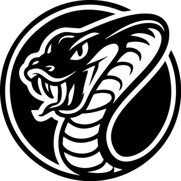 Illustration of cobra snake in engraving style. Design element for logo, label, emblem, sign, badge. Vector illustration