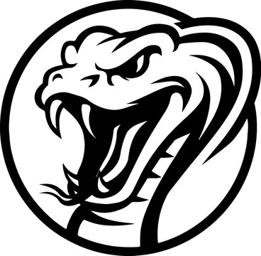 Illustration of cobra snake in engraving style. Design element for logo, label, emblem, sign, badge. Vector illustration