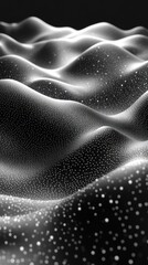 Obraz premium Abstract representation of waves with particles in a monochrome style.