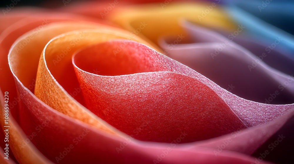 Poster abstract series of layered patterns in rainbow hues captured in close-up, showcasing soft textures a