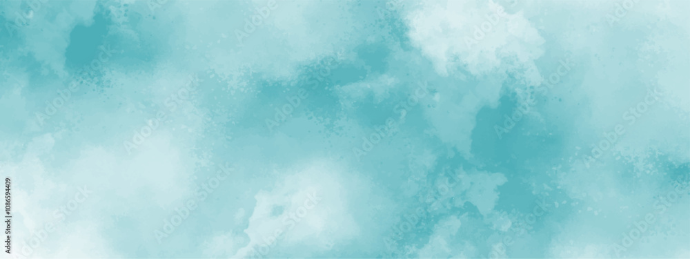 Aufkleber Abstract background with Clouds and Bright sky with white clouds. Blue sky with clouds and watercooler digital art painting. Background ethereal fog pastel blue with copy space