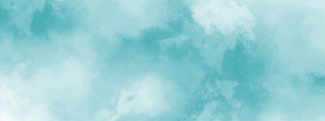 Abstract background with Clouds and Bright sky with white clouds. Blue sky with clouds and watercooler digital art painting. Background ethereal fog pastel blue with copy space