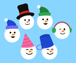 Hat with Head Snowman Collection of Winter White Snowman