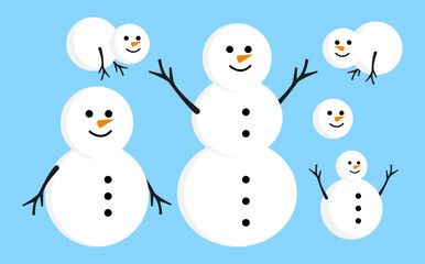 Collection of Winter White Snowman with Several Size