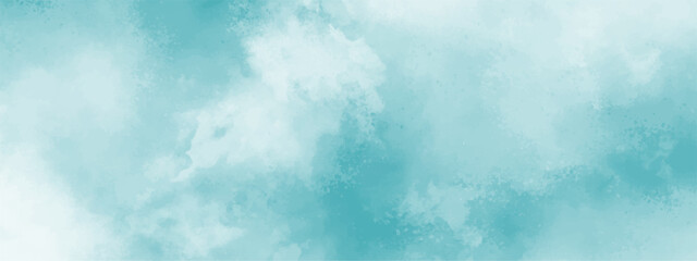 Abstract background with Clouds and Bright sky with white clouds. Blue sky with clouds and watercooler digital art painting. Background ethereal fog pastel blue with copy space