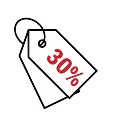 discount icon. thirty percent. Red sale label. discount price tag. Paper gift labels, promotional sale hang tag vector template set. mixed design style. vector design template