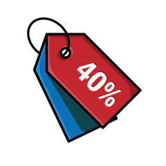 discount icon. forty percent. Red sale label. discount price tag. Paper gift labels, promotional sale hang tag vector template set. Flat color design style. vector design template
