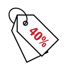 discount icon. forty percent. Red sale label. discount price tag. Paper gift labels, promotional sale hang tag vector template set. Mixed design style. vector design template