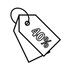 discount icon. forty percent. Red sale label. discount price tag. Paper gift labels, promotional sale hang tag vector template set. line design style. vector design template