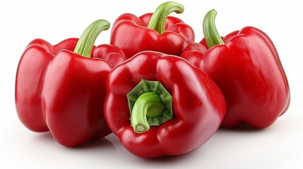 red sweet bell pepper isolated on white background. Set or collection