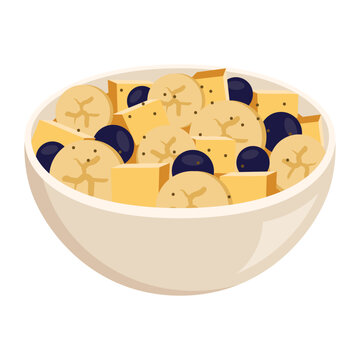 Fruit And Salad Bowl Vector Illustration - 05