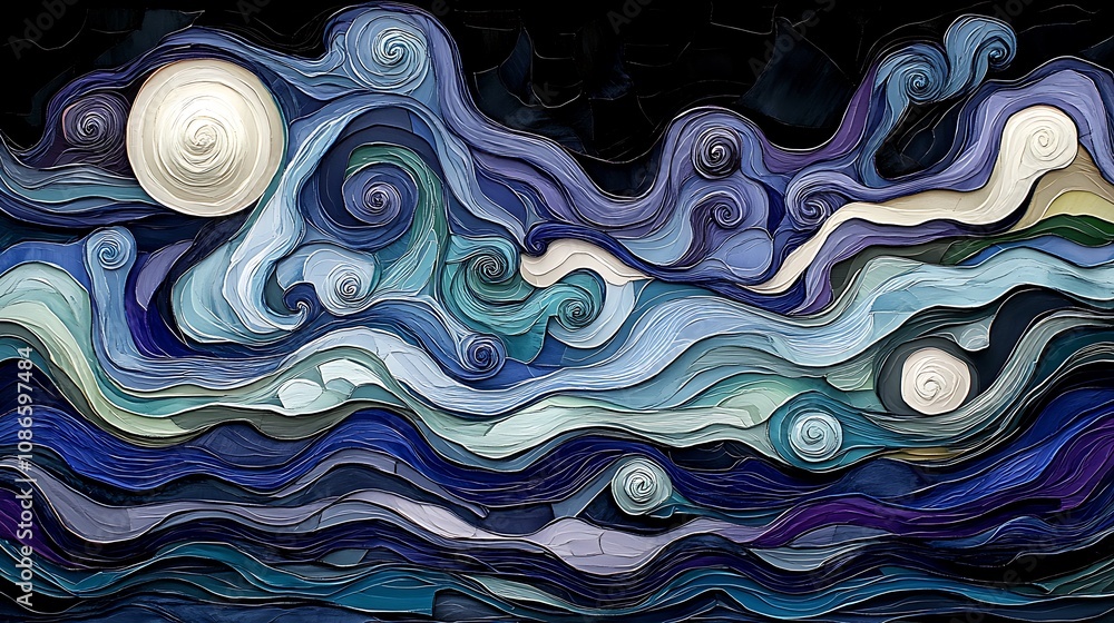 Poster a captivating turbulent sea of colors blending seamlessly into each other, evoking emotion and seren