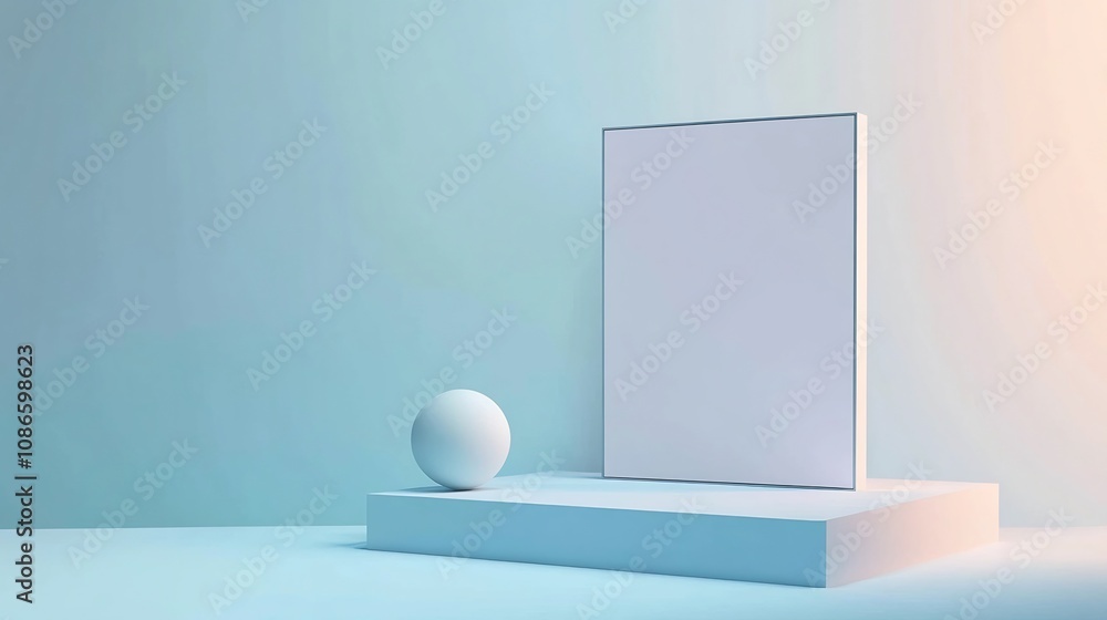 Poster minimal 3d portfolio template for digital product display and creative mockup design