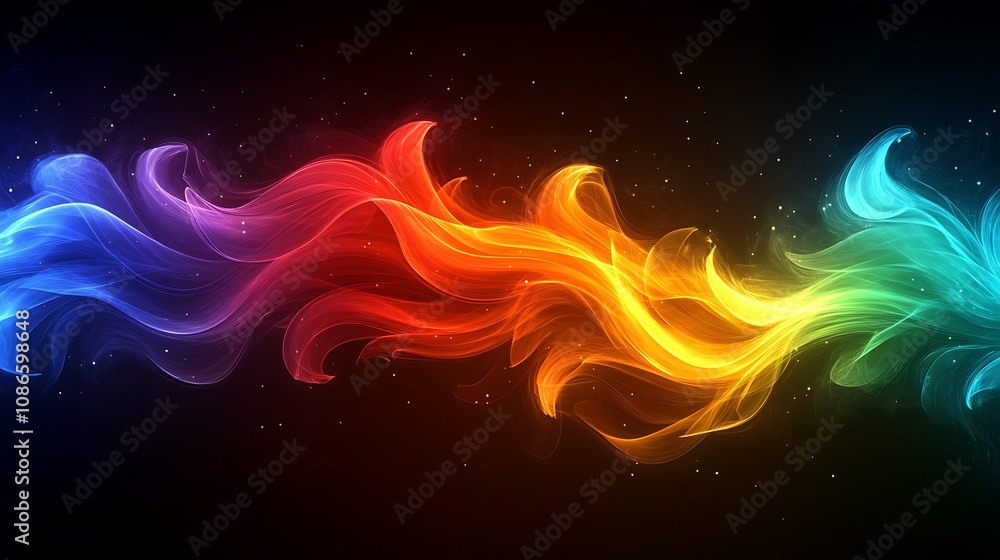 Aufkleber vibrant swirl of rainbow colors in fluid motion capturing the beauty of light and color with a dynam