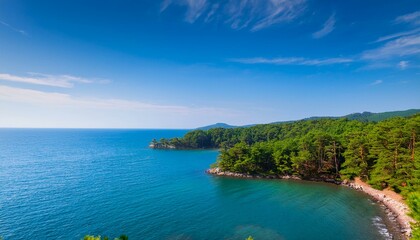 Fototapeta premium view of the sea and mountains