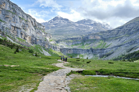 hiking in the Ordesa y Monte Perdido National Park. Aragon, Spain