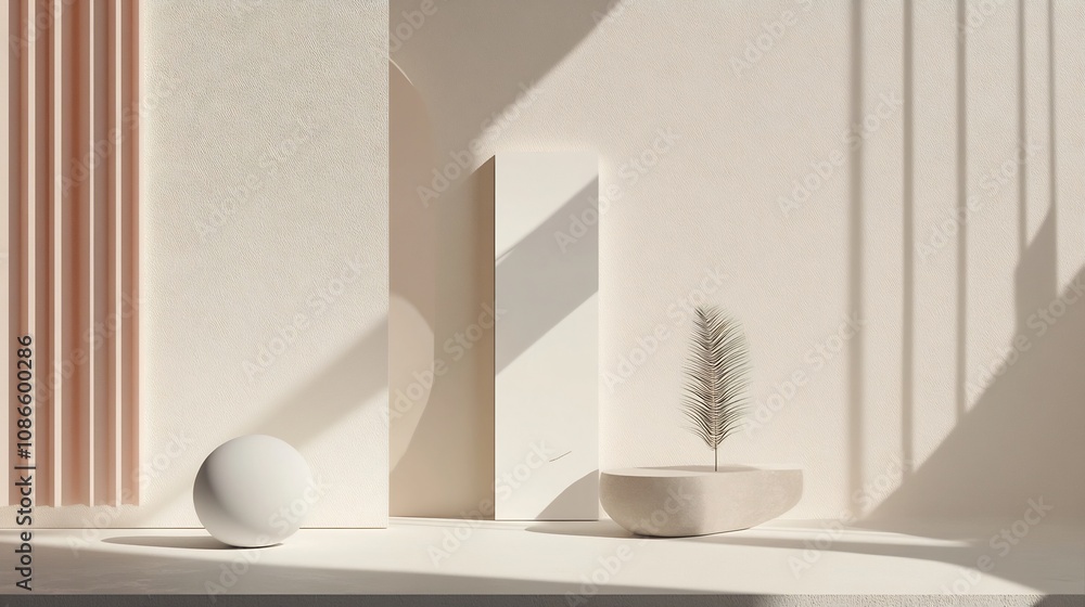 Poster minimal and elegant branding mockup design with architectural forms and neutral colors
