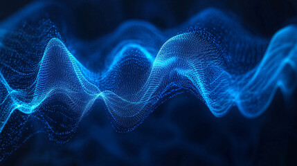 Abstract background with swirling blue wave patterns, symbolizing radio frequencies and telecommunications technology. 
