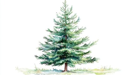 Fototapeta premium christmas fir tree in watercolor isolated on white or transparent png