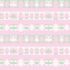Pastel Christmas Fair Isle Seamless Pattern Design