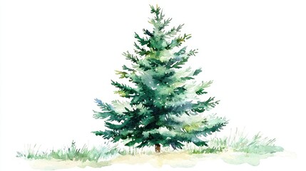 Fototapeta premium christmas fir tree in watercolor isolated on white or transparent png