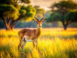 Fototapeta premium Chobe's antelope transformed: Tilt-shift photography unveils captivating beauty.