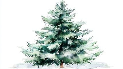 Fototapeta premium christmas fir tree in watercolor isolated on white or transparent png
