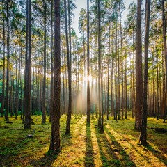 Fototapeta premium autumn forest in the morning