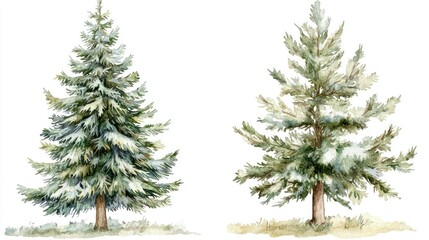 Fototapeta premium christmas fir tree in watercolor isolated on white or transparent png