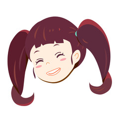 Happy Twin ponytails girl