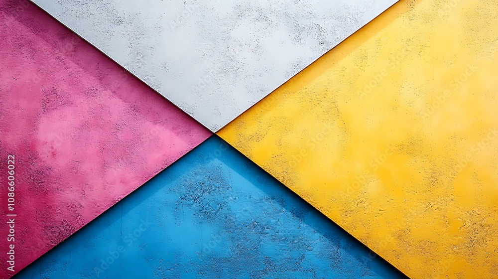 Poster vibrant explosion of color featuring fragmented shapes in a quirky, geometric pattern perfect for mo