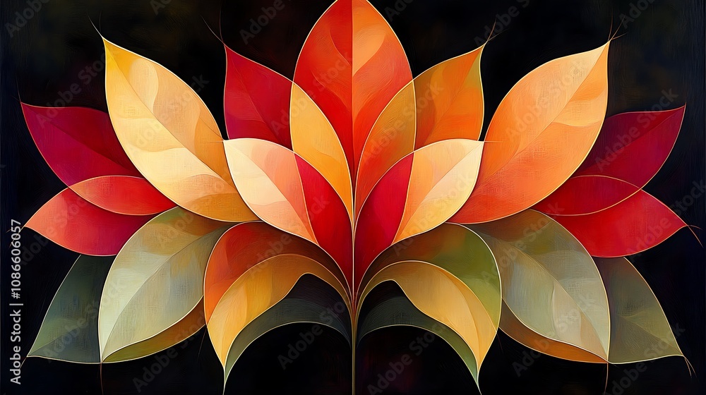 Poster abstract floral explosion of color featuring vibrant petals and dynamic design with a blend of warm 